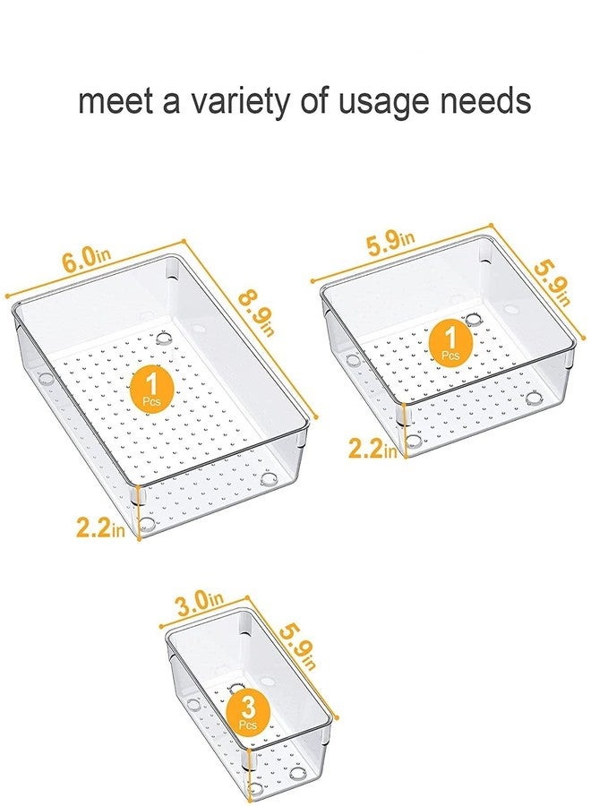 HOLLIO Drawer Organizer Set Dresser Desk Drawer Dividers,Multipurpose Plastic Storage Bins for Bathroom Vanity Cosmetic Makeup, Jewelries, Kitchen Gadgets and Office Accessories - Image 2